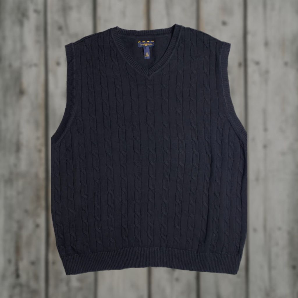 Vintage VINTAGE Club Room Black Vest XL Cable Knit Sleeveless Pullover Sweater Size US XL / EU 56 / 4 - 1 Thumbnail