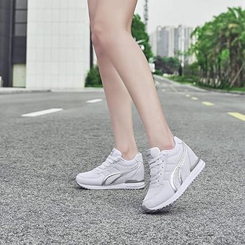 Other Aonegold Women's 6.5 White Silver High Top Lace-Up Sneakers Size US 6.5 / IT 36.5 - 6 Thumbnail