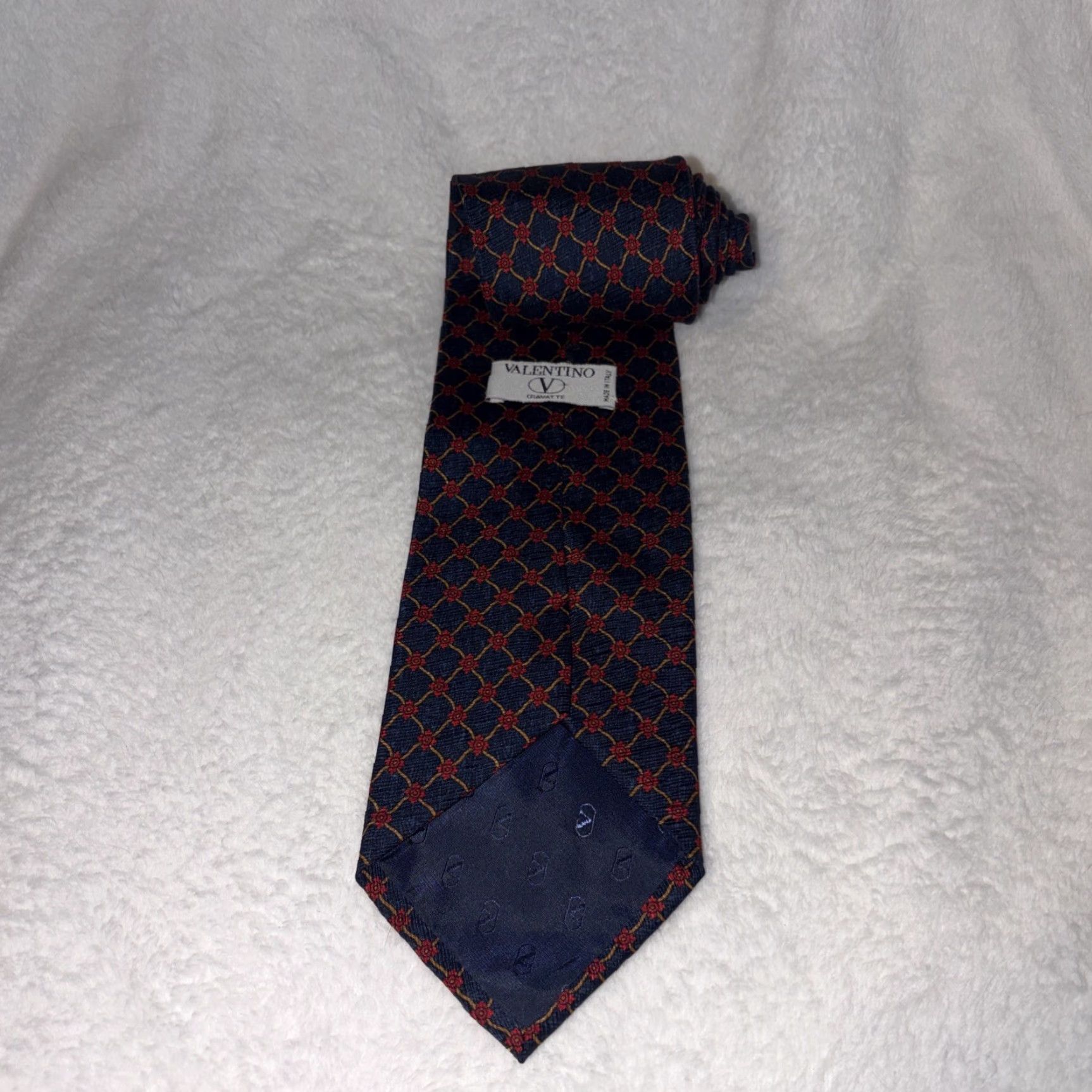 Valentino VINTAGE Valentino 100% Silk Navy Blue Red Rose Flower Neck Tie Men Tie Silk Flower Theme Size ONE SIZE - 4 Thumbnail