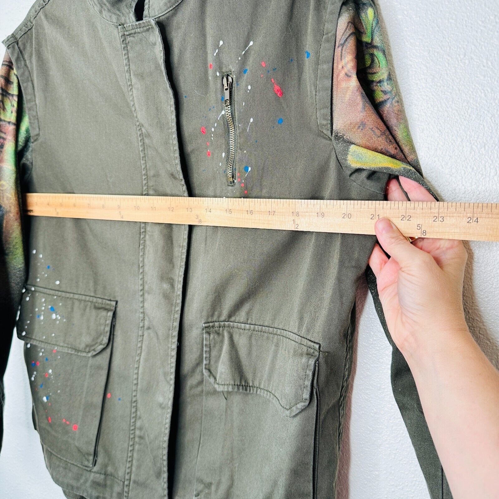 Zara Zara Army Green Grafitti New York Jungle Zip Utility Jacket Size XS / US 0-2 / IT 36-38 - 16 Thumbnail