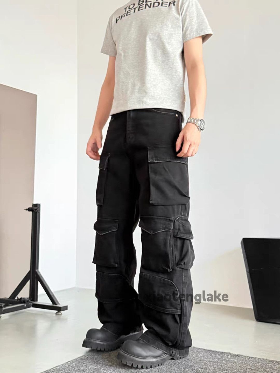 Vintage Washed faded loose baggy skate hiphop cargo jeans Size US 34 / EU 50 - 8 Thumbnail