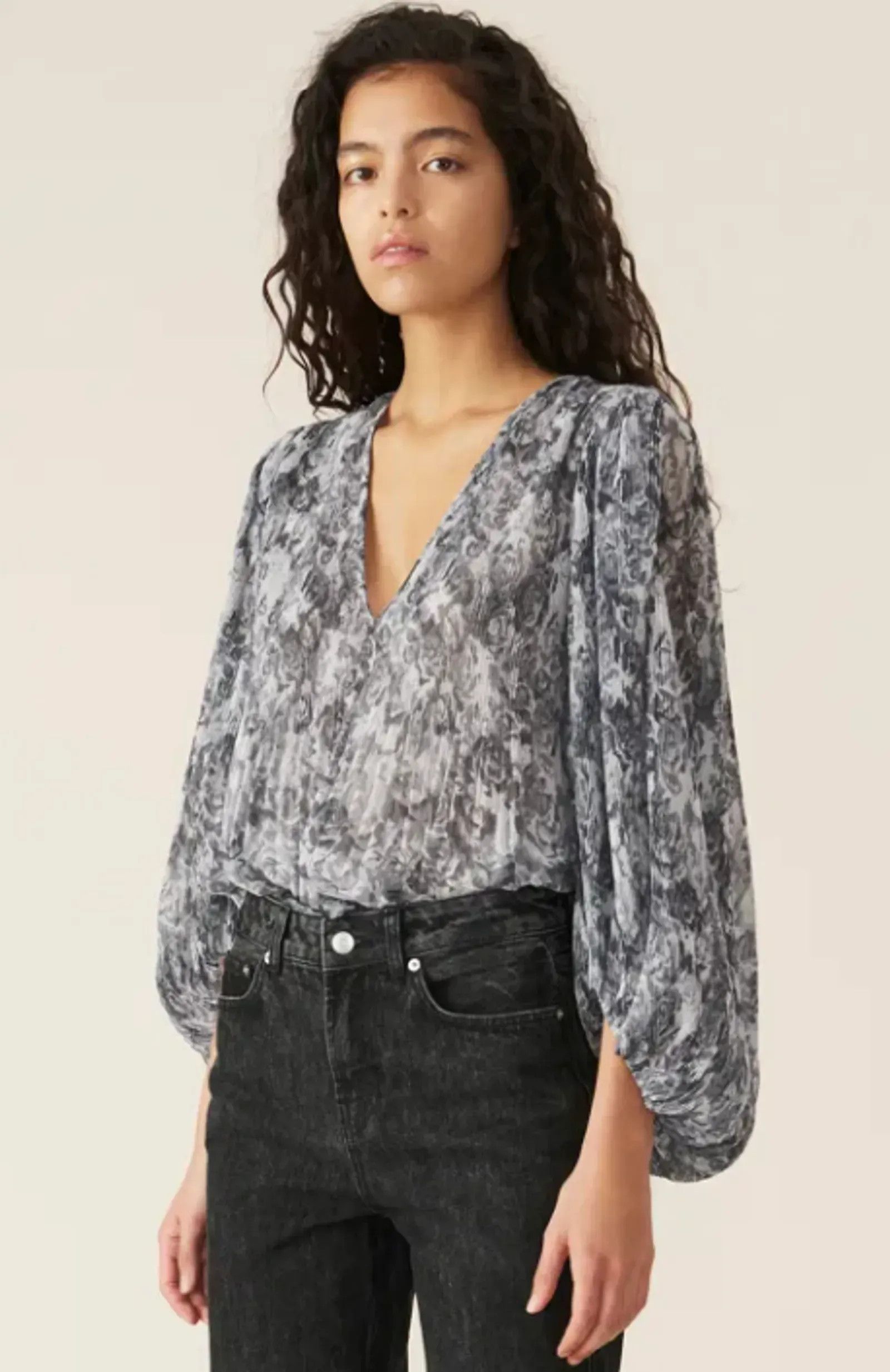 Ganni Ganni Pleated Georgette Blus Blouse Size XS / US 0-2 / IT 36-38 - 1 Thumbnail