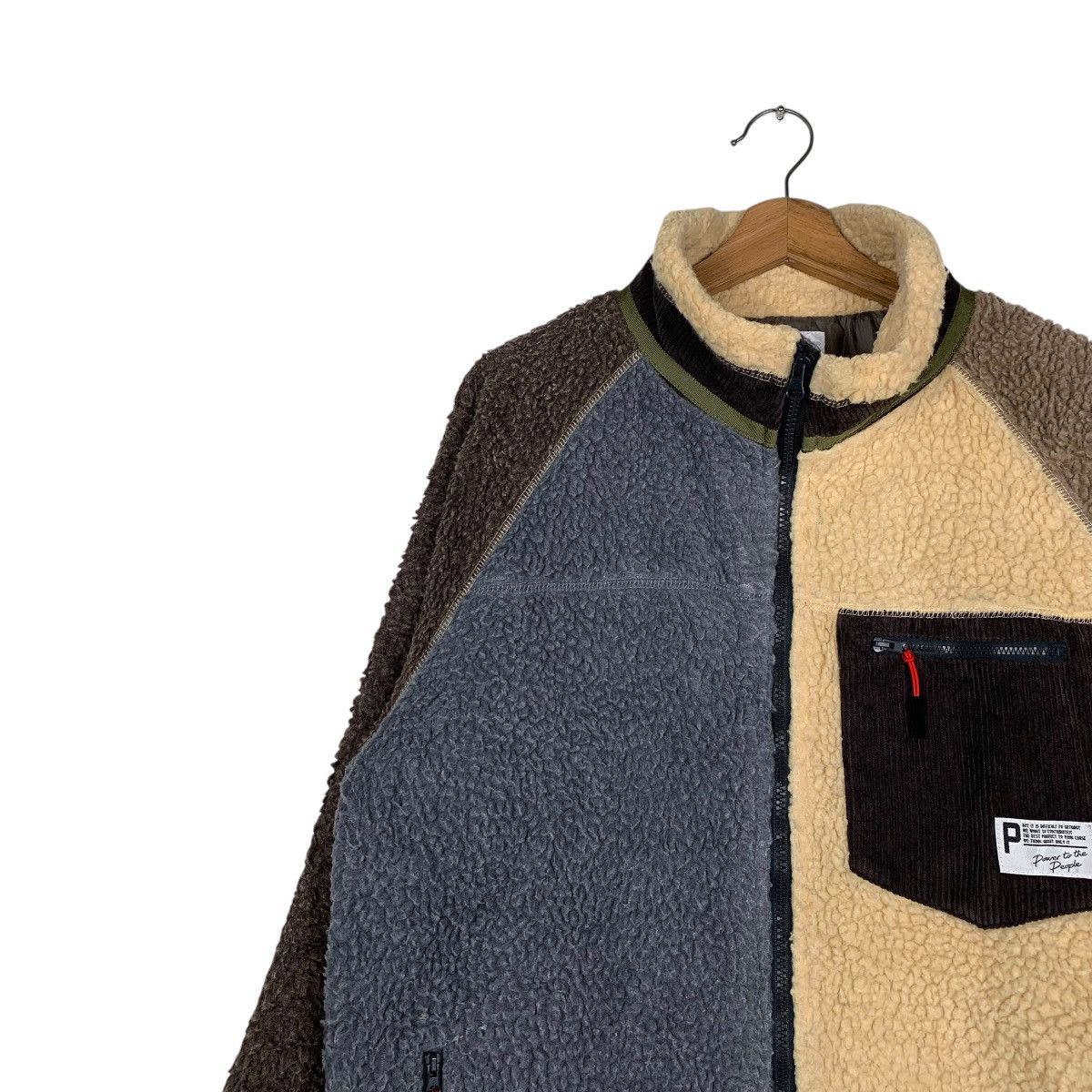 Japanese Brand Japanese Brand Power To The People Color Block Sherpa Jacket Size US L / EU 52-54 / 3 - 6 Thumbnail