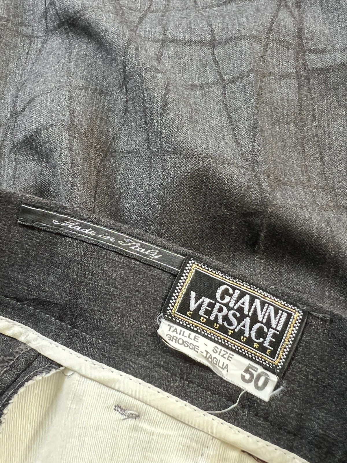 Versace Vintage Gianni Versace Crack Pattern Wool Gabardine Pants Size US 33 - 10 Thumbnail