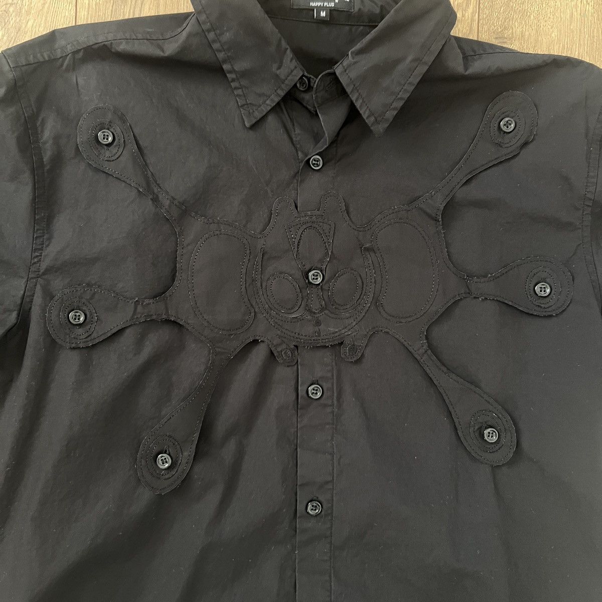 Happy99 Happy99 Angel Button Up in Black Cotton Size US M / EU 48-50 / 2 - 2 Thumbnail