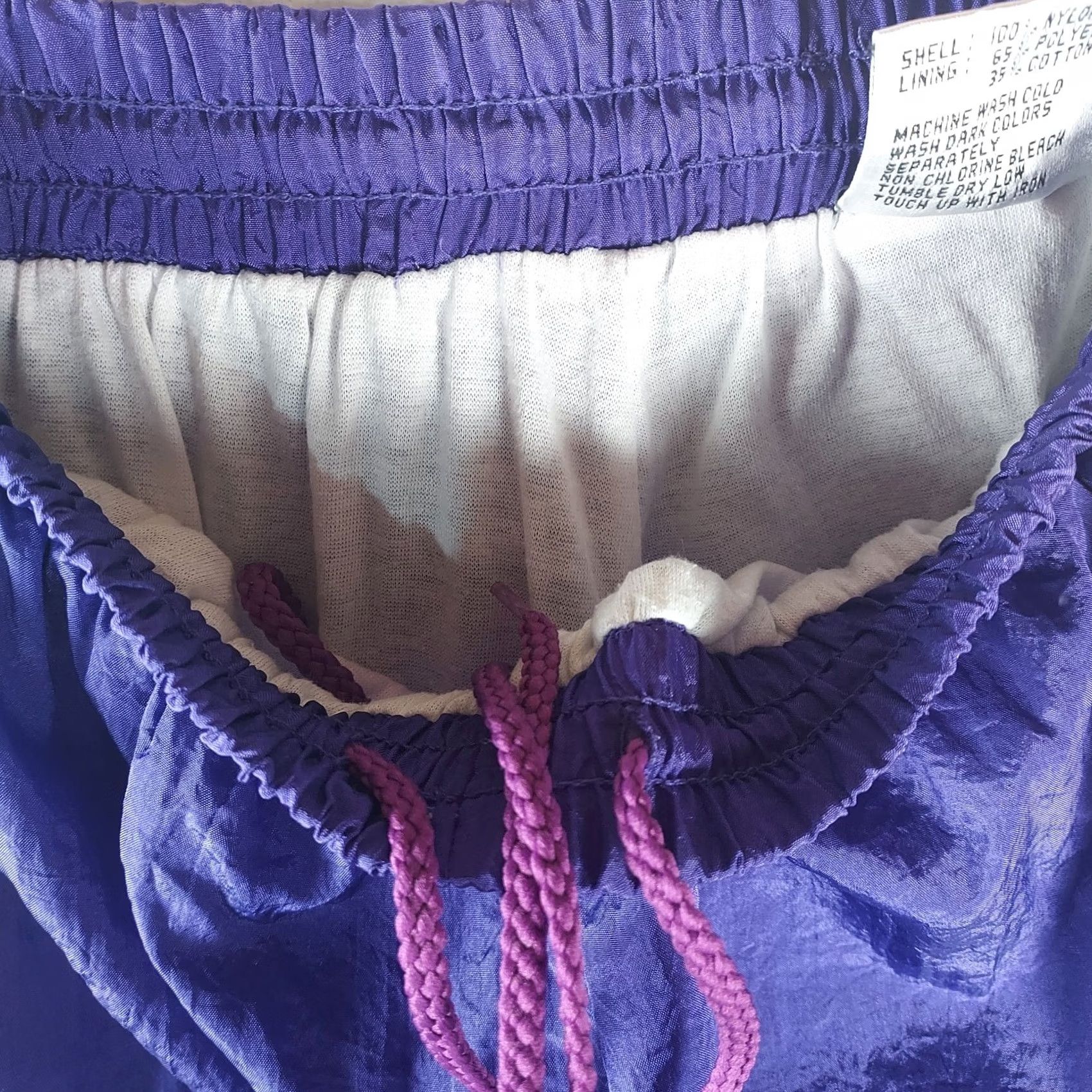 Altea Vintage 90s Track Pants Purple Teal Nylon Windbreaker Retro Joggers Size US 28 / EU 44 - 7 Thumbnail