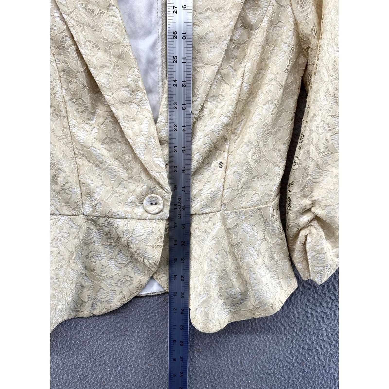 Vintage Maurices Blazer Jacket Women’s Yellow Floral Lace 1 Button Size S Vintage No Size S / US 4 / IT 40 - 6 Thumbnail