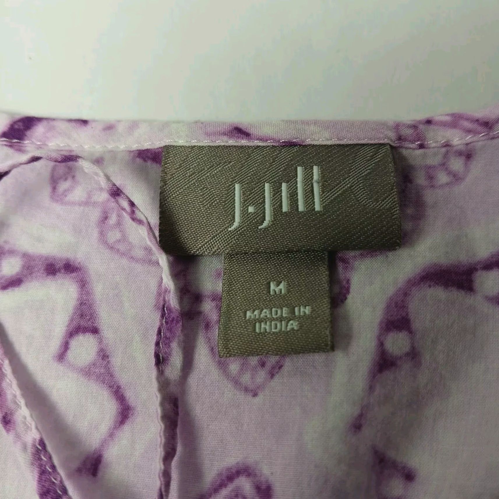 J. Jill J Jill Blouse Women Medium Pullover Floral Purple Mandala Peasant Boho Pleated Size M / US 6-8 / IT 42-44 - 3 Thumbnail