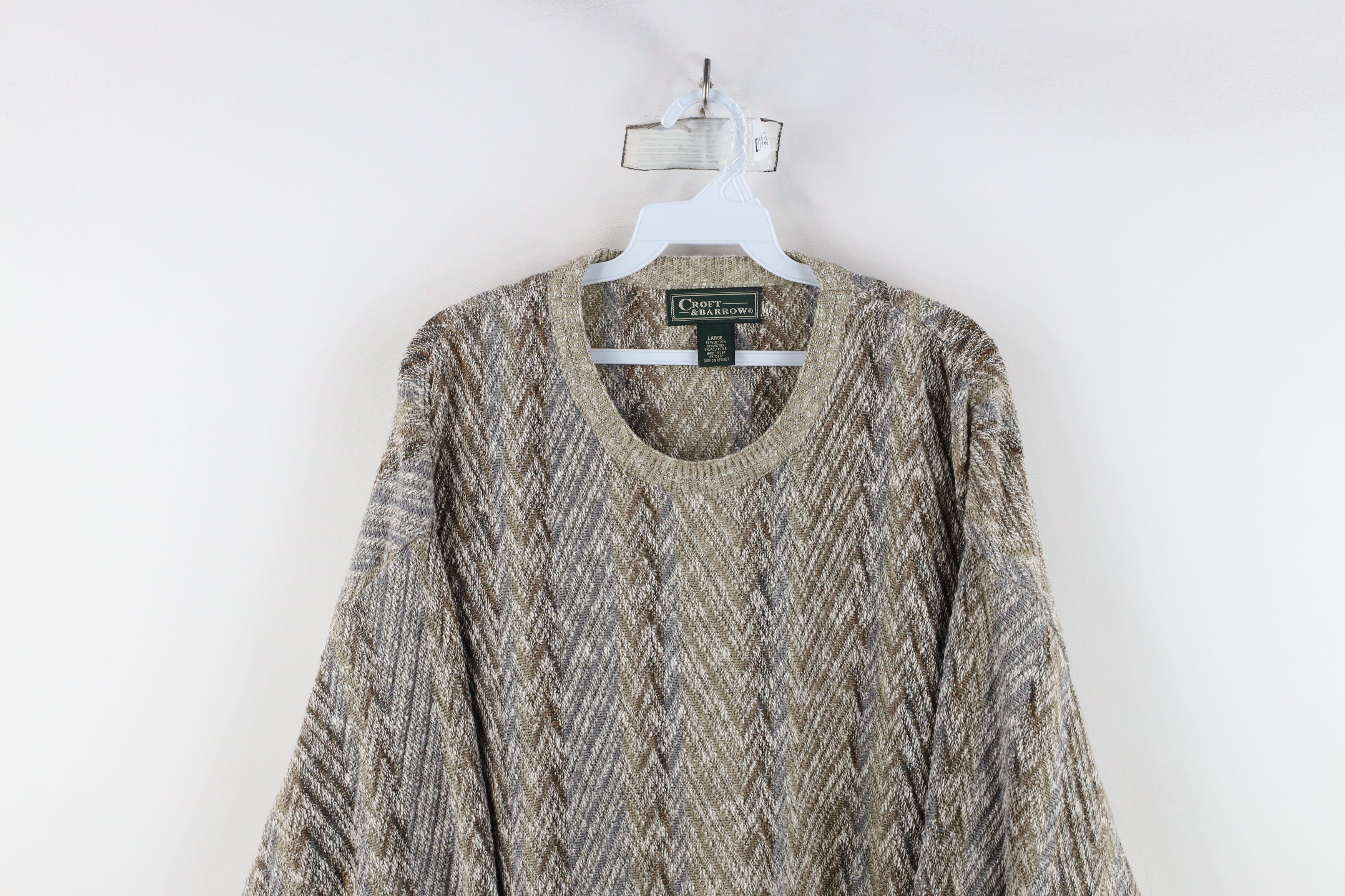 Vintage Vintage 90s Streetwear Herringbone Knit Crewneck Sweater Size US L / EU 52-54 / 3 - 2 Thumbnail