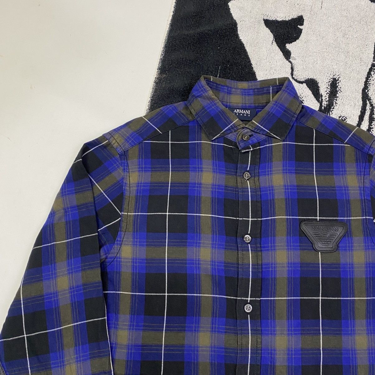 Giorgio Armani Shadow Plaid Armani Jeans button ups shirt with leather logo Size US XS / EU 42 / 0 - 5 Thumbnail