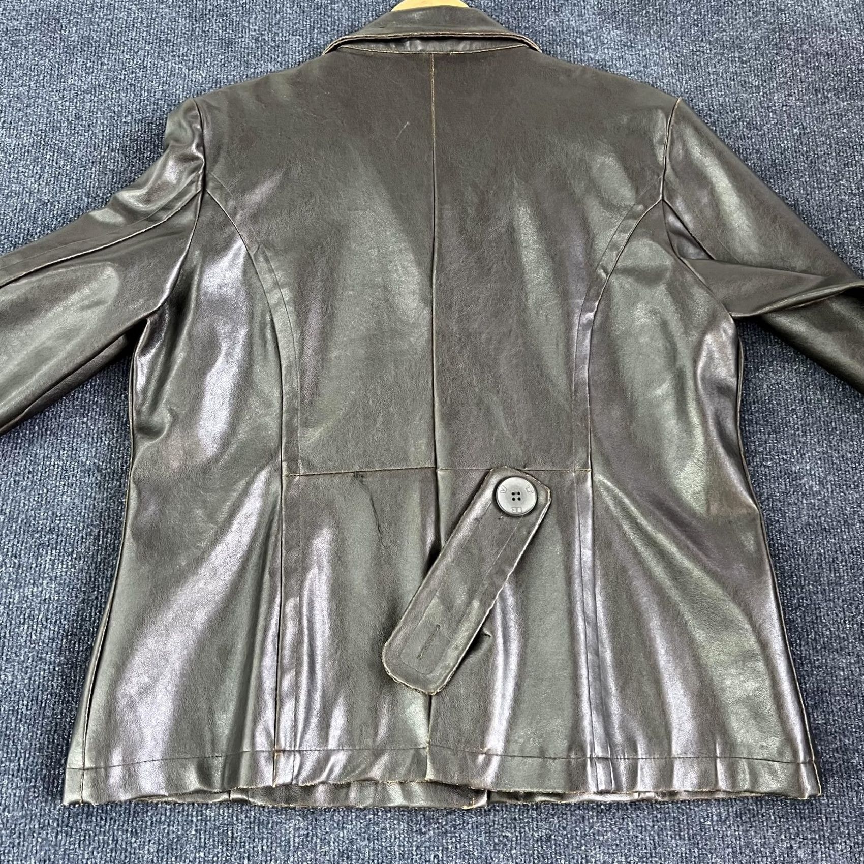 Vintage RVT Jacket Womens XL Brown Faux Leather Single Breasted Button Front Belted Size XL / US 12-14 / IT 48-50 - 6 Thumbnail