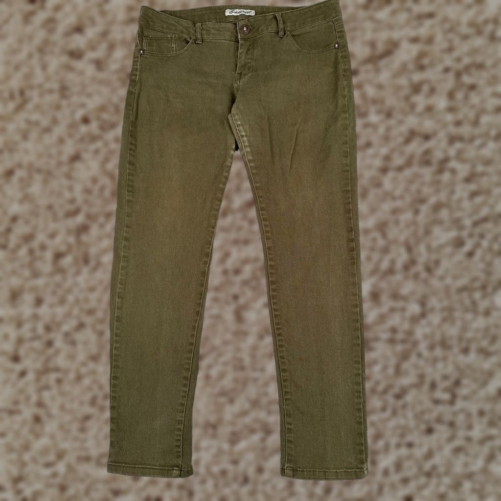 Imperial Emperial Jeans Juniors 13 Womens Green Low Rise Medium Wash Denim 33x29 5-Pocket Logo Distressed Stretch Size 34" / US 12 / IT 48 - 1 Thumbnail