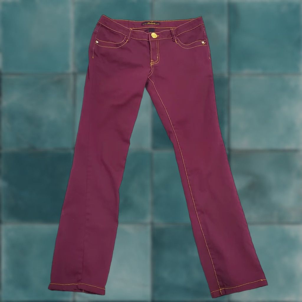 Southpole Southpole Jeans Women 7 Burgundy Low Rise Skinny Embroidered Stretch Pockets 90s Size 28" / US 6 / IT 42 - 1 Thumbnail