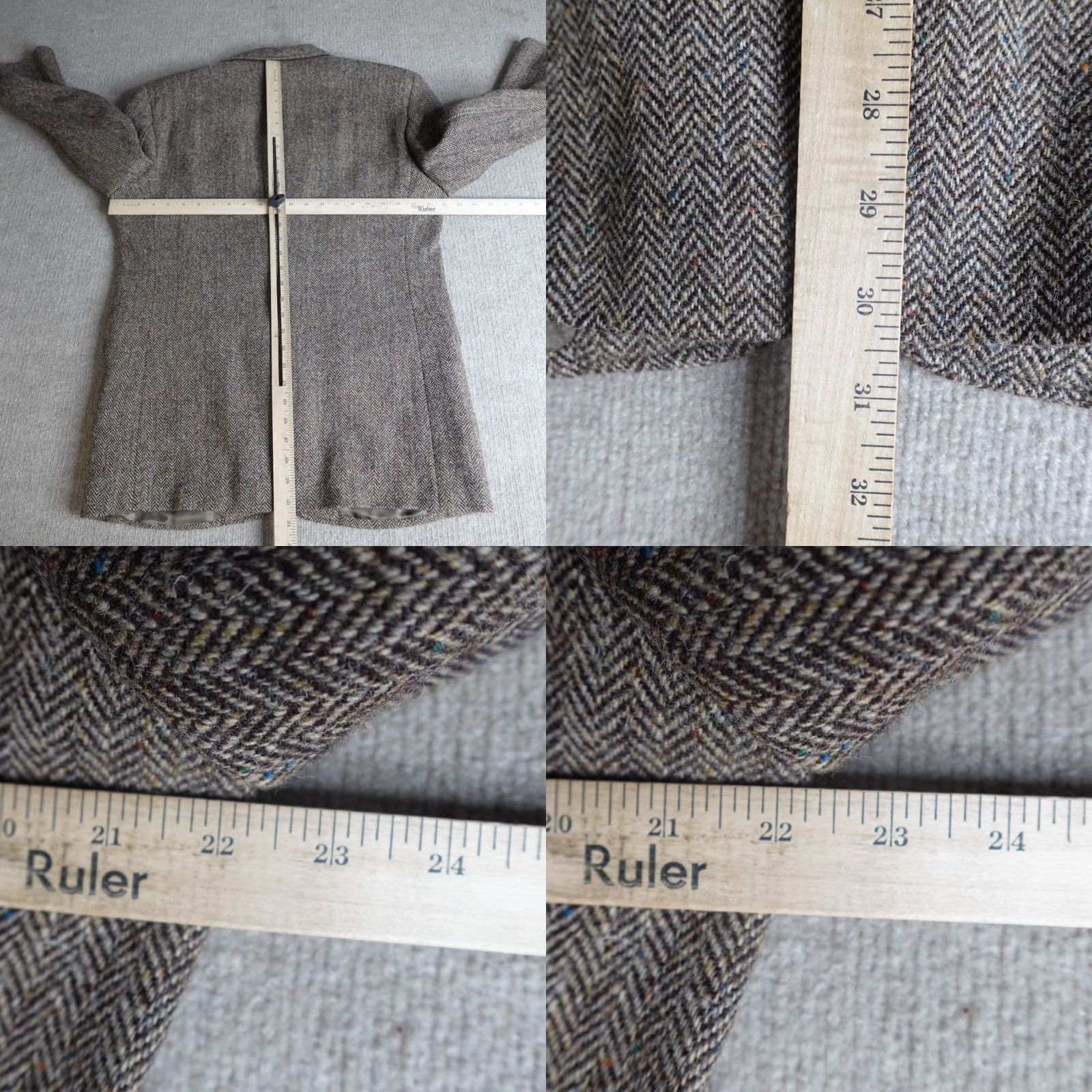 Harris Tweed VINTAGE Harris Tweed Sport Coat 42R Beige Herringbone Tweed Speckled Mens Blazer Notch Lapel Two-Button Regular Wool Lining UK Vintage Sports Coat Size 42R - 8 Thumbnail