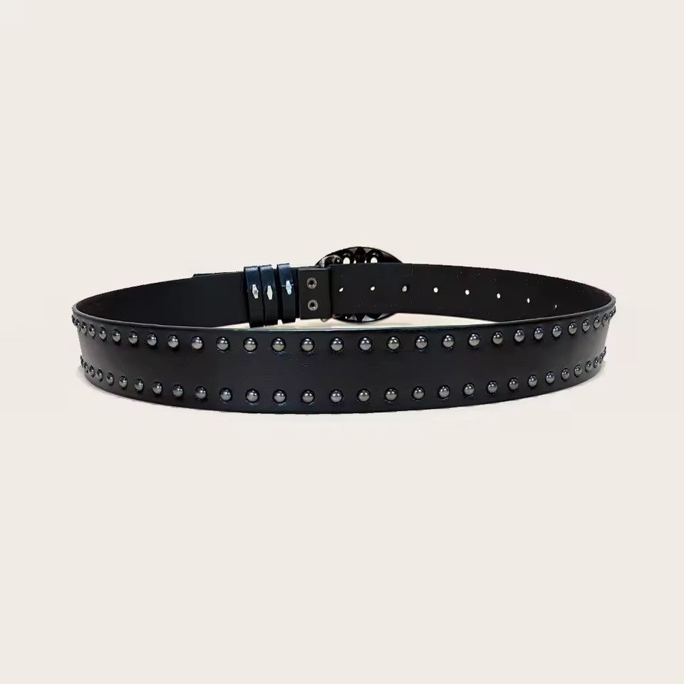 Japanese Brand Gothic Cross Buckle Studded PU Leather Belt 107 cm Size 34 - 3 Thumbnail
