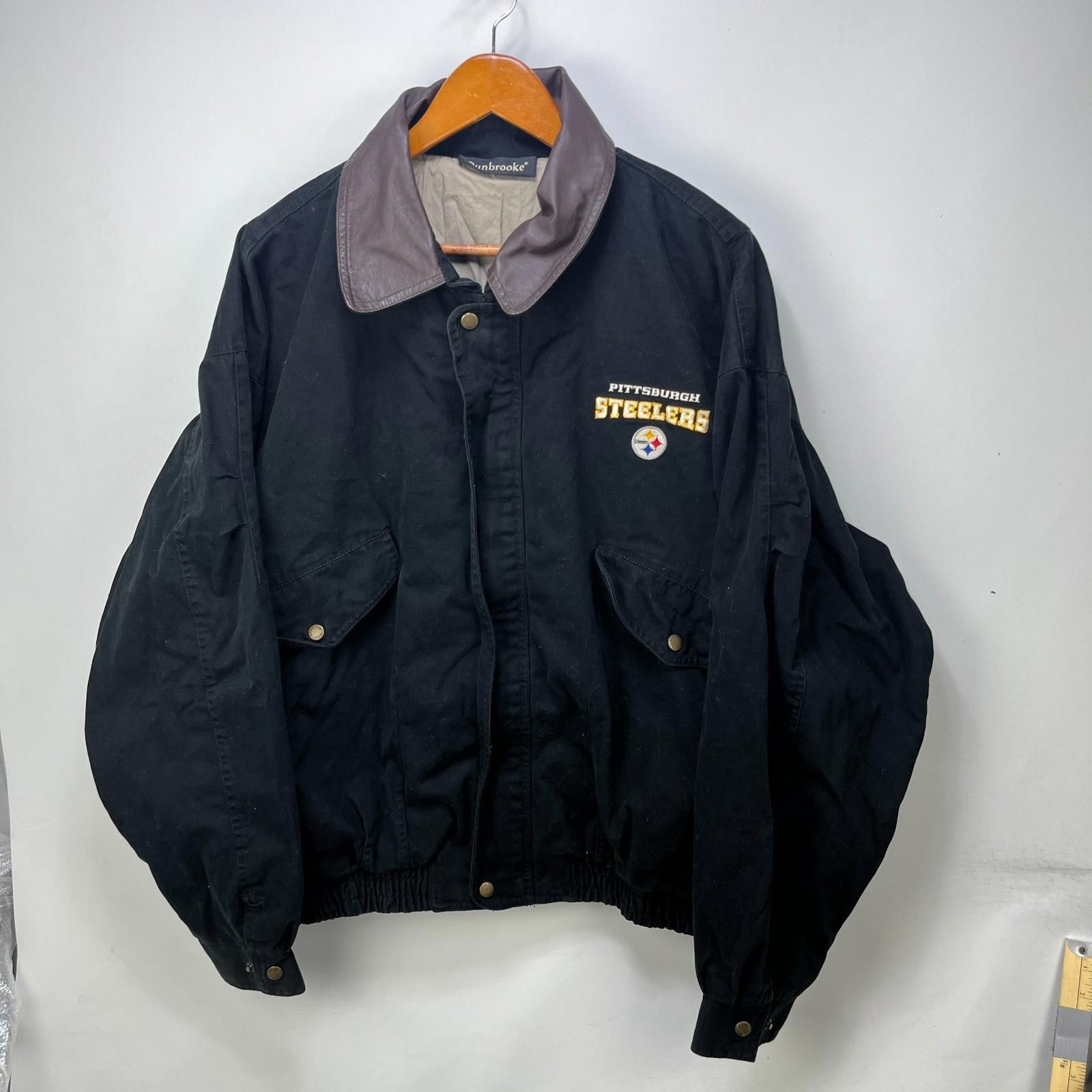 Designer Vintage 90s Pittsburgh Steelers Dunbrooke Collar Jacket XL Size ONE SIZE - 1 Thumbnail
