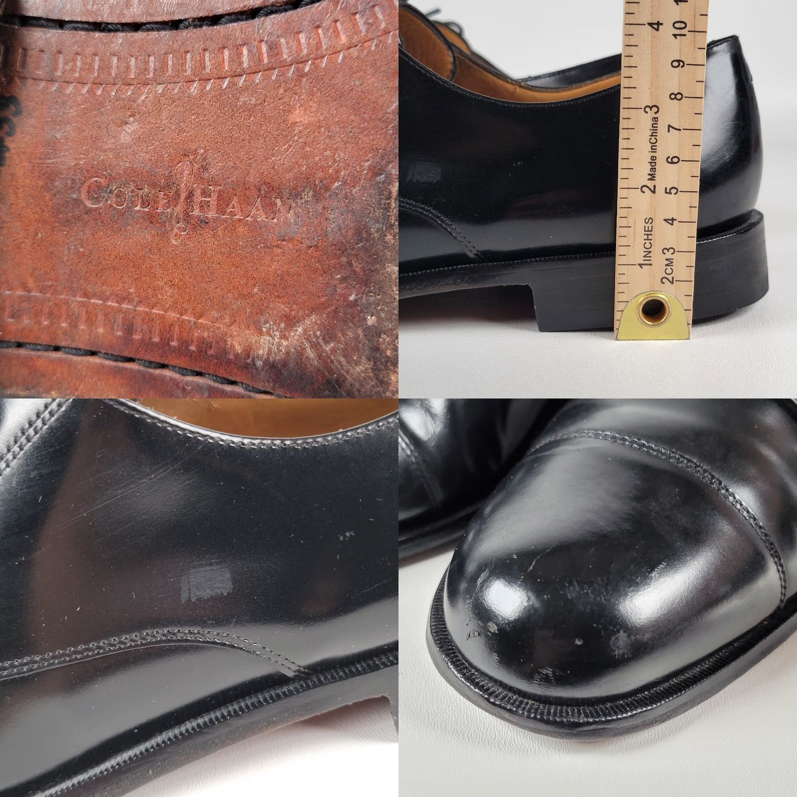 Cole Haan VINTAGE Cole Haan Black Leather Cap Toe Oxfords Men 11 EEE USA Green Label Dress Oxford Cap Toe Leather Upper Leather Lining Shoes Mens Shoes Size ONE SIZE - 8 Thumbnail