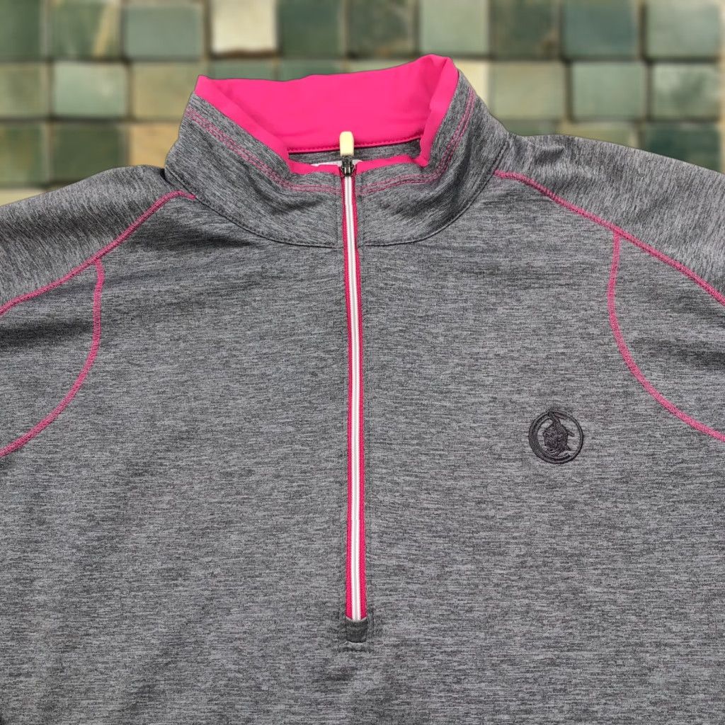 Footjoy FootJoy FJ Golf Women's 1/4 Zip Long Sleeve Mock Neck Pullover Gray Pink Shirt Size M / US 6-8 / IT 42-44 - 1 Thumbnail