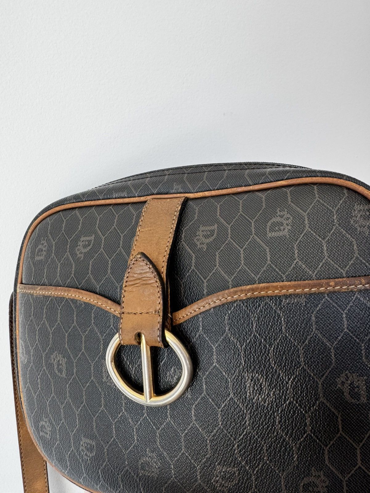 Christian Dior Monsieur Black Dior Honeycomb Coated Canvas Crossbody 1970’s Vintage Size ONE SIZE - 1 Thumbnail