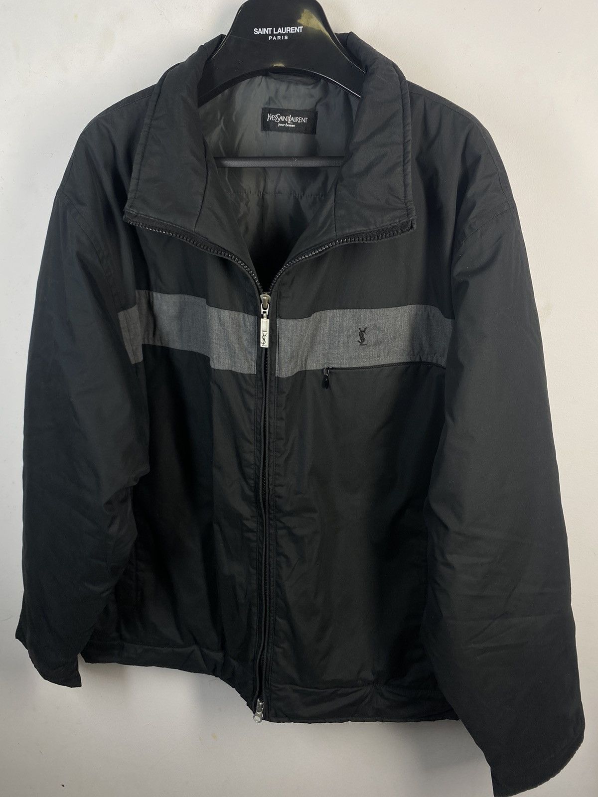 Yves Saint Laurent Warm YSL Jacket Black/Grey Autumn YSL Bomber Saint Laurent Size US XL / EU 56 / 4 - 5 Thumbnail