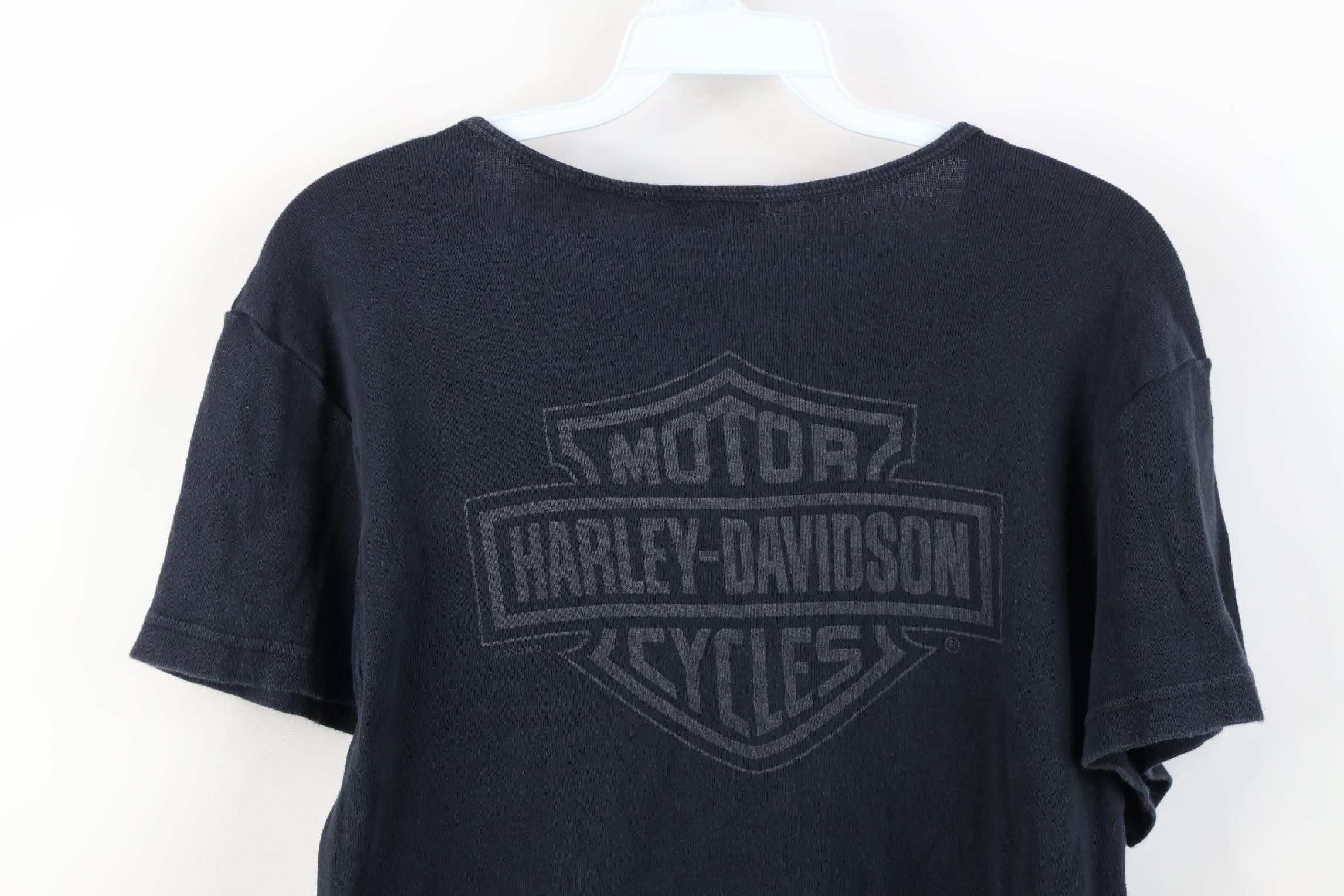 Harley Davidson Vintage Y2K Harley Davidson Thermal Ribbed Knit T-Shirt USA Size XL / US 12-14 / IT 48-50 - 13 Thumbnail
