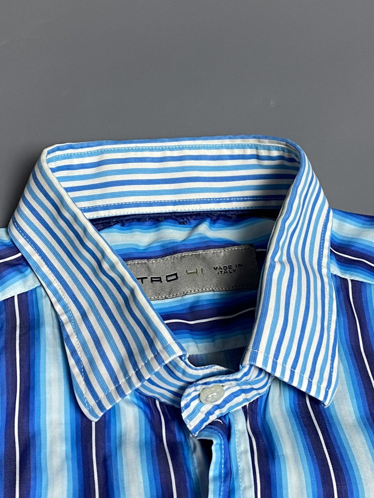 Etro Etro Mens Striped Cotton Dress Shirt Long Sleeve Italy Sz 41 Size US L / EU 52-54 / 3 - 6 Thumbnail