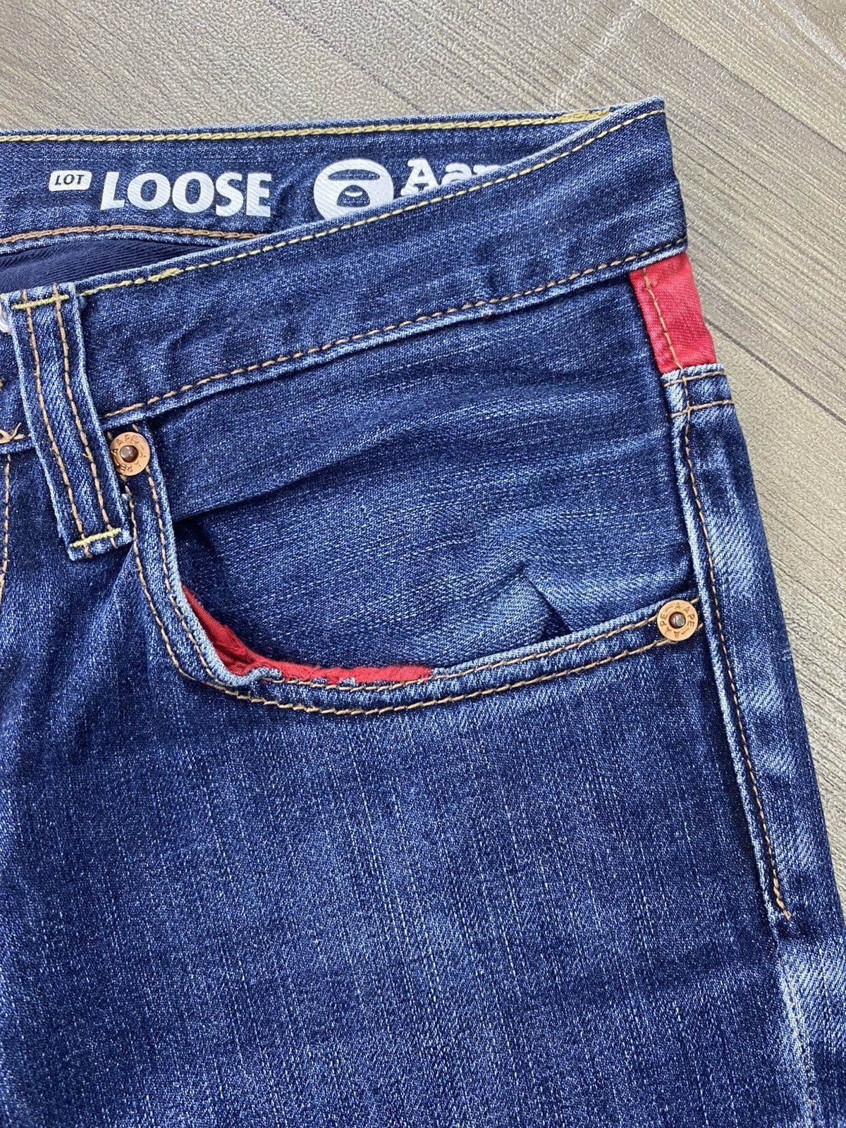 Aape Vintage Aape By A Bathing Ape Bape Embroidery Selvedge Denim Size US 32 / EU 48 - 18 Thumbnail