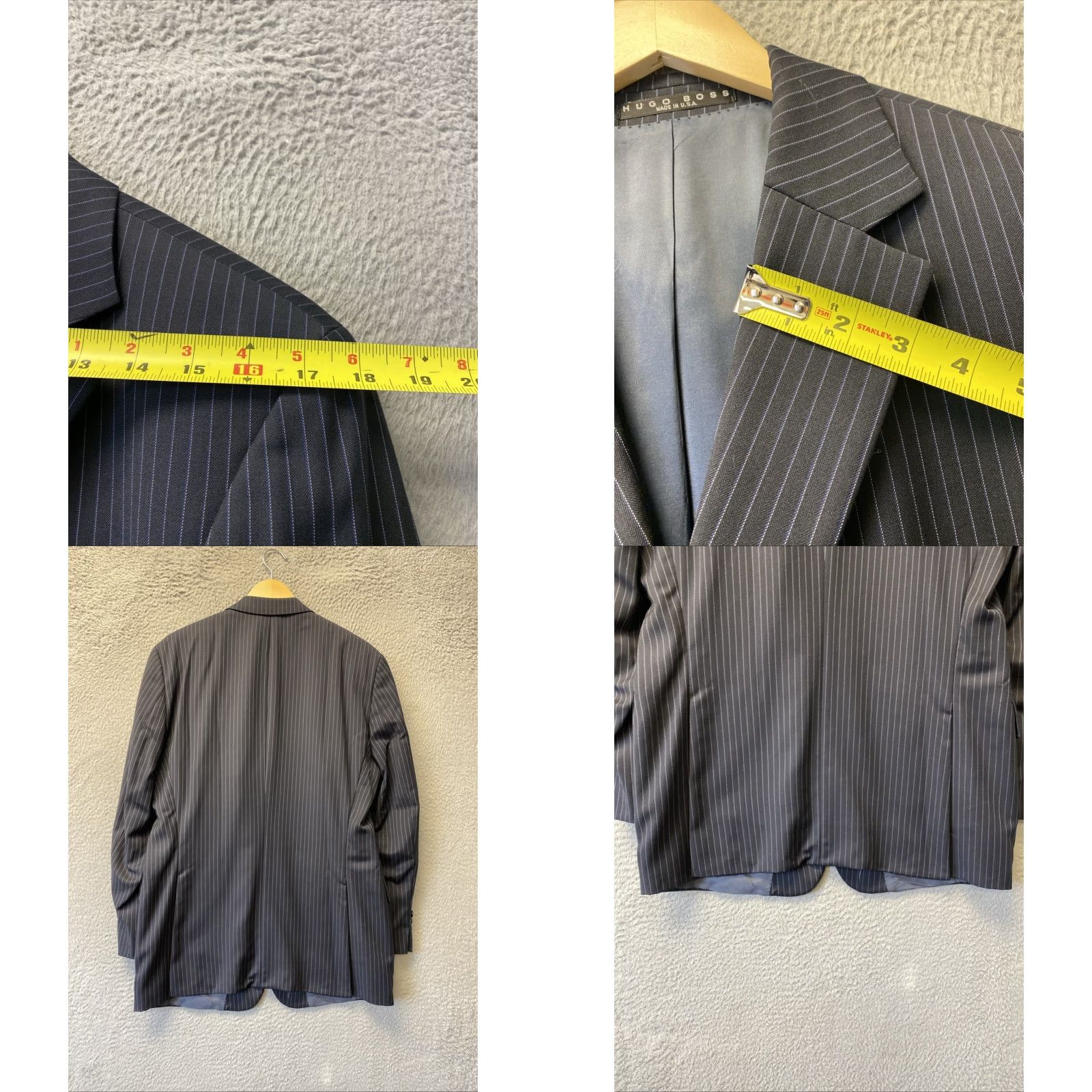 Hugo Boss VINTAGE Hugo Boss Wool Blazer Jacket 42R Men Navy Striped Slim Fit Double-Vented 90s Business Casual Size 42R - 8 Thumbnail