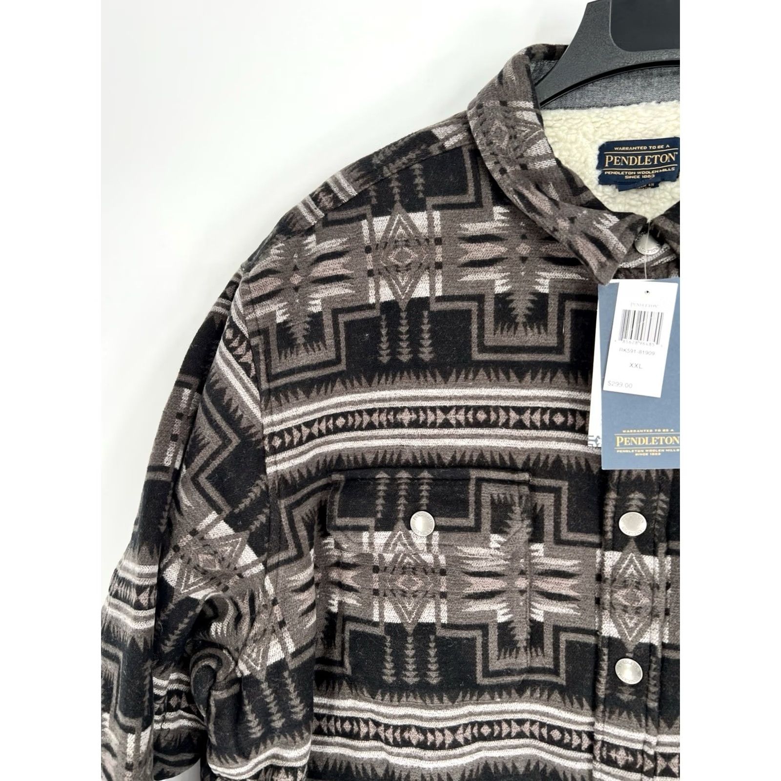 Pendleton VINTAGE Pendleton Shirt/Jacket Mens 2XL Harding Charcoal Sherpa Lined Cotton Snap Button Winter Fall Spring Casual Workwear Travel Party/Cocktail Mens Size US XXL / EU 58 / 5 - 2 Thumbnail