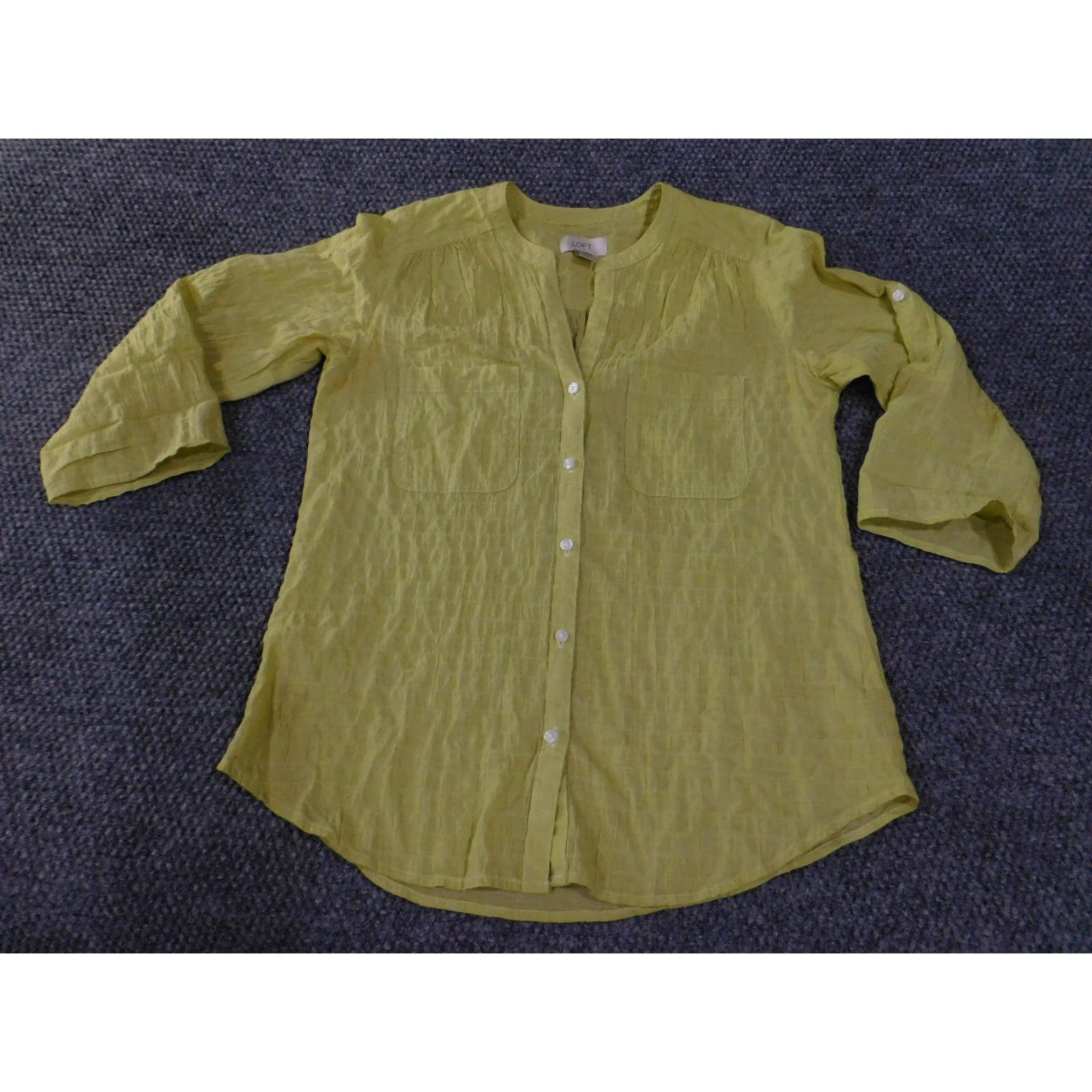Loft LOFT Shirt Womens XS Yellow Button Front 3/4 Sleeve Lightweight Blouse Size XS / US 0-2 / IT 36-38 - 2 Thumbnail