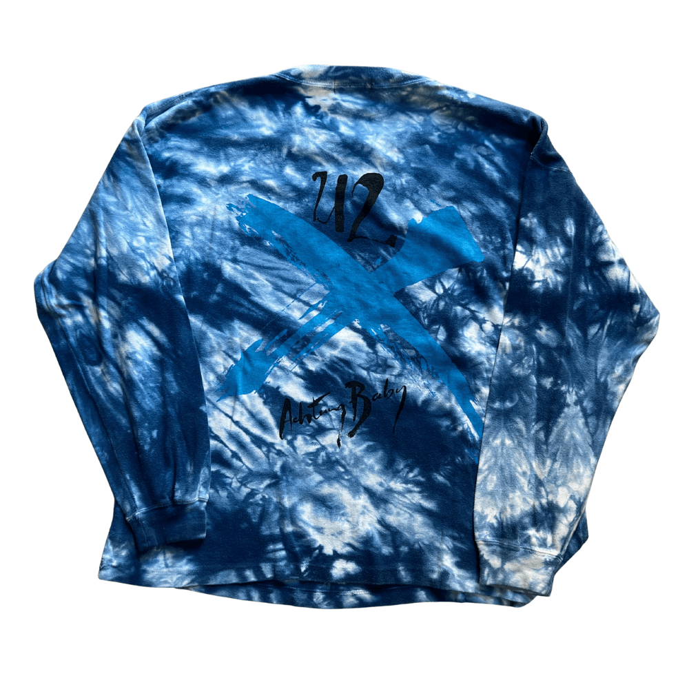 Vintage Vintage 90s U2 Achtung Baby Tour Tie-Dye LS Size US XL / EU 56 / 4 - 6 Thumbnail