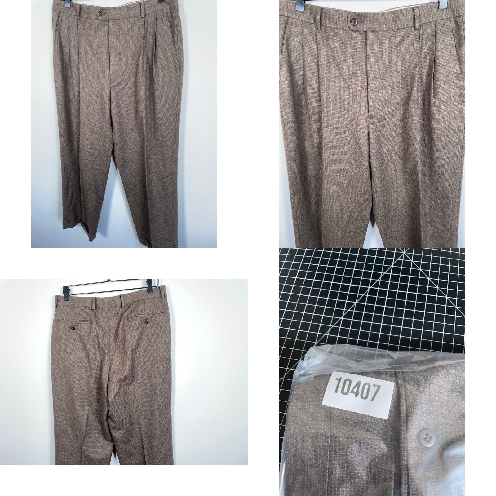 Zanella Zanella Mens Dress Pants Brown Wool Cuffed Pleated 33 x 26 Zip Fly 34 Regular Inseam 26 in Italy Vintage No Size US 33 - 9 Thumbnail