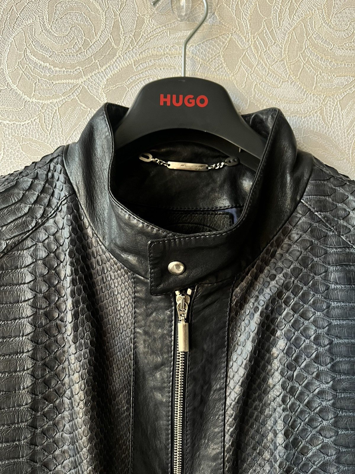 Genuine Leather Real Python Leather Italy Jacket Navy Blue Zip Up Bomber Size US L / EU 52-54 / 3 - 4 Thumbnail