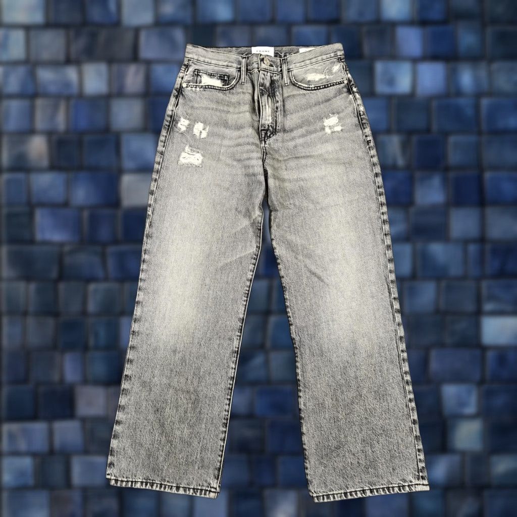 Frame VINTAGE Frame Le Jane Crop Jeans Womens 28 Gray High Rise Straight Distressed Denim Size 28" / US 6 / IT 42 - 1 Thumbnail