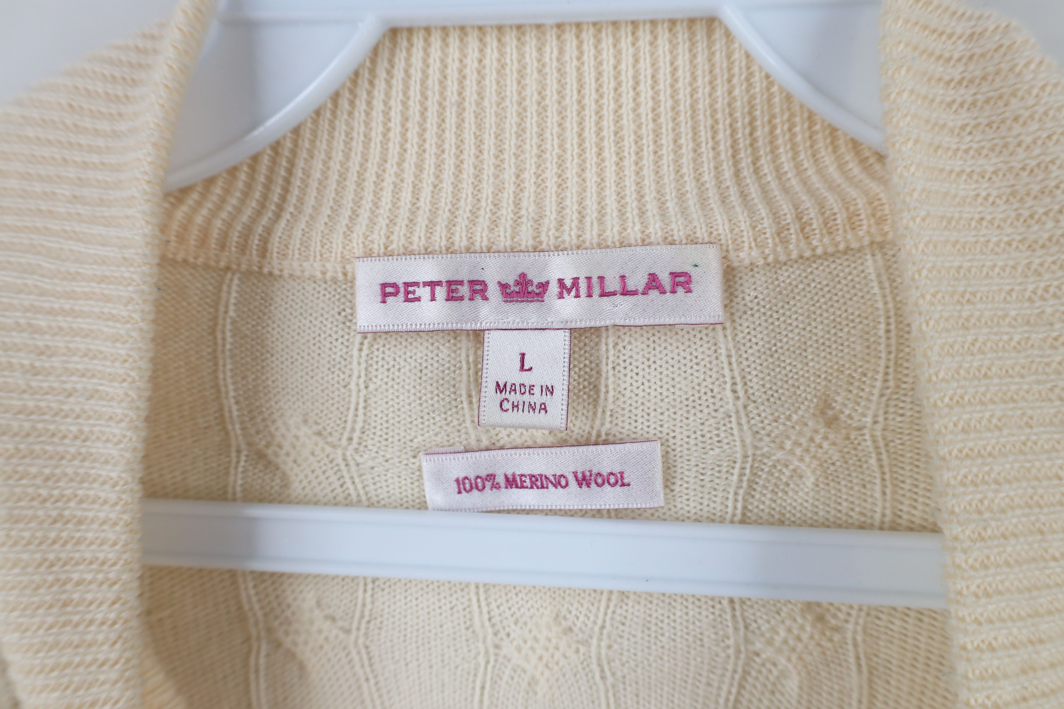 Vintage Peter Millar Merino Wool Cable Knit Zip Cardigan Sweater Size L / US 10 / IT 46 - 8 Thumbnail