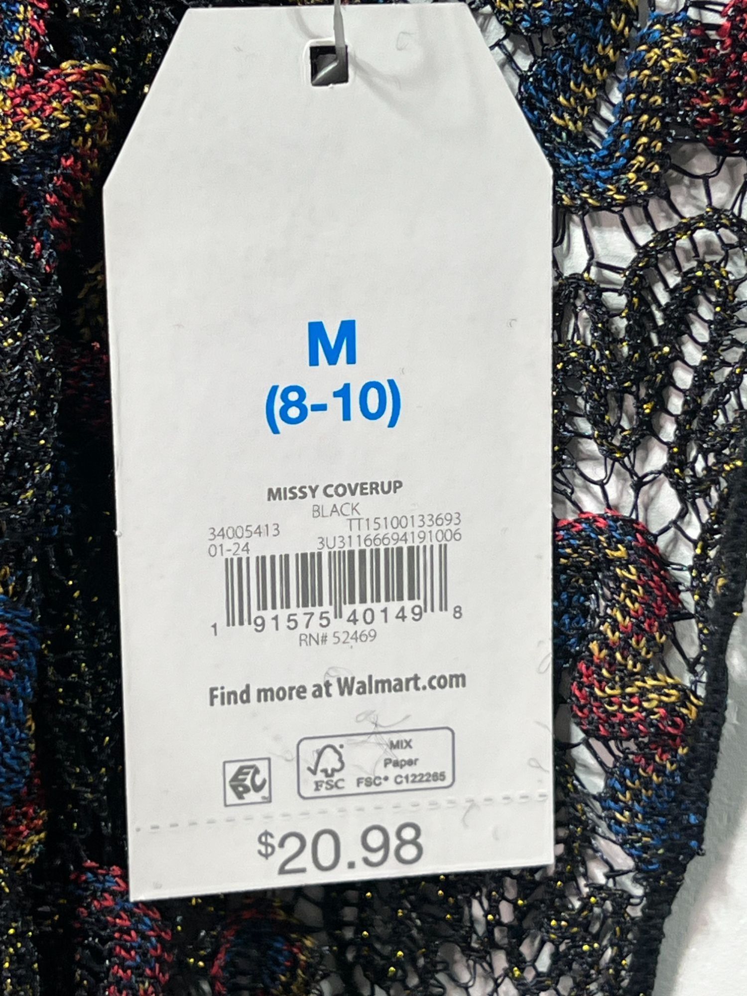 Other Time And Tru - Women's Crochet Kaftan Cover Up - Black - Med Size ONE SIZE - 9 Thumbnail