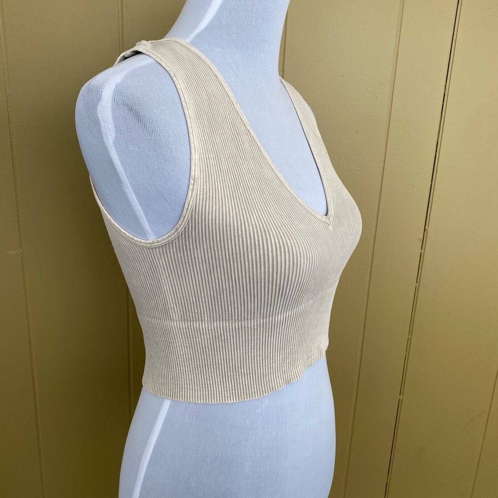 Other Nikibiki women S v-cut ribbed crop tank top cream Size S / US 4 / IT 40 - 4 Thumbnail