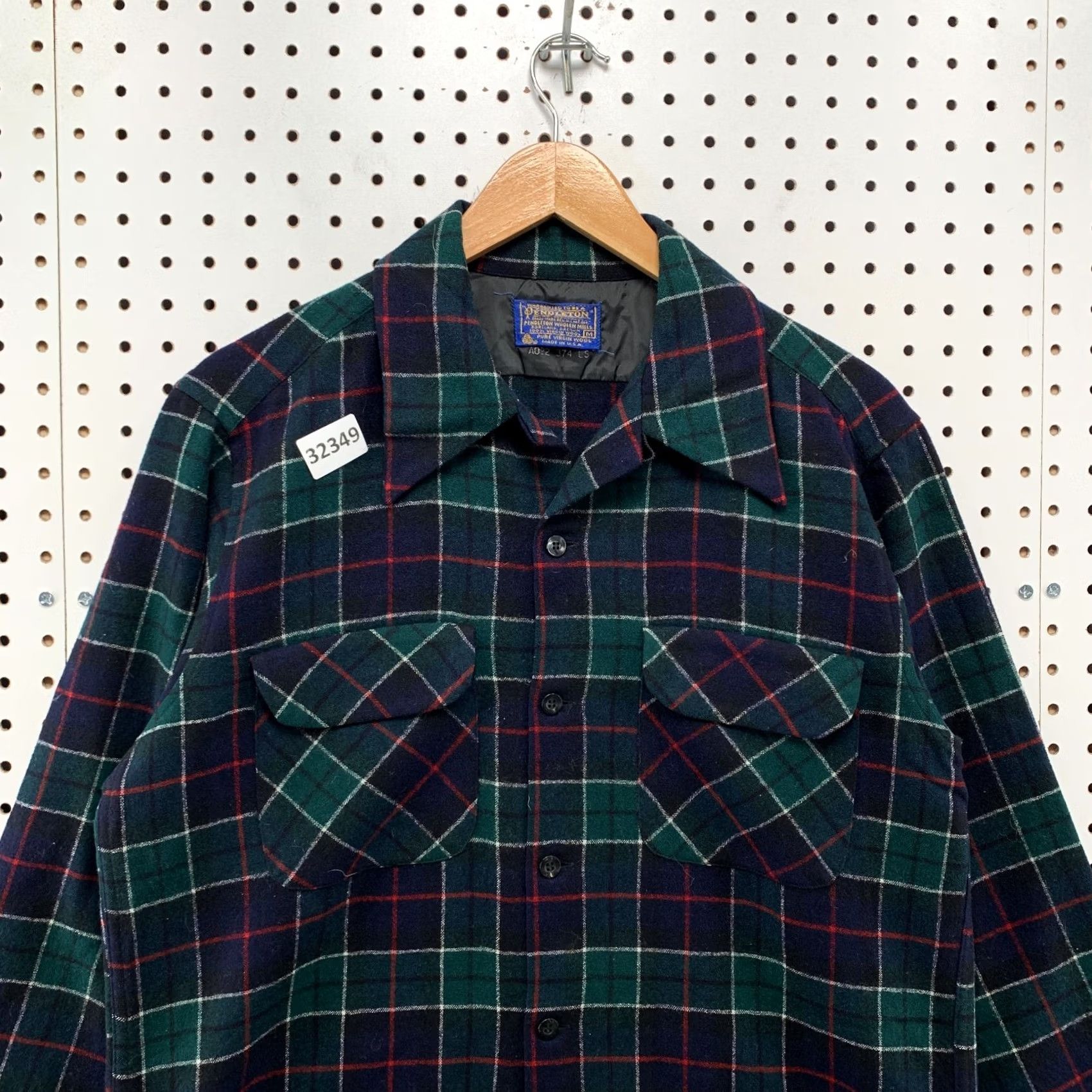 Pendleton VINTAGE 70s Pendleton Wool Board Shirt Green Tartan Plaid Button Loop USA M Mens Size US M / EU 48-50 / 2 - 7 Thumbnail