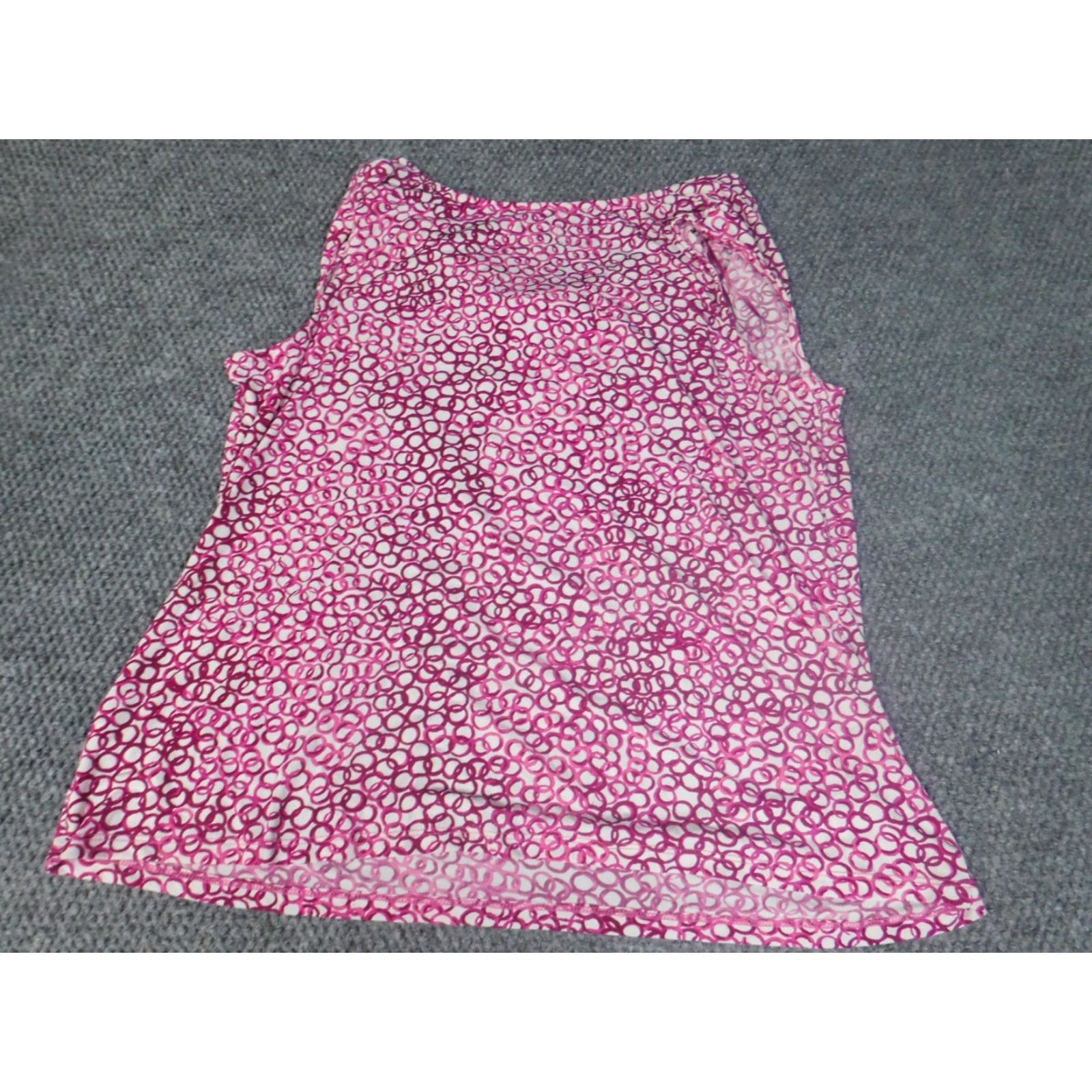 Charter Club Charter Club Blouse Purple Geometric Circles 0X Cap Sleeve Round Neck Casual Womens Regular Stretch Button Knit Polyester Vintage No Size XL / US 12-14 / IT 48-50 - 7 Thumbnail