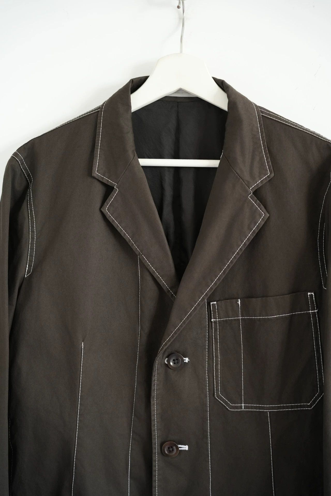 Yohji Yamamoto Yohji Yamamoto 09AW Contrast Stitch Cotton Blazer Size US M / EU 48-50 / 2 - 3 Thumbnail