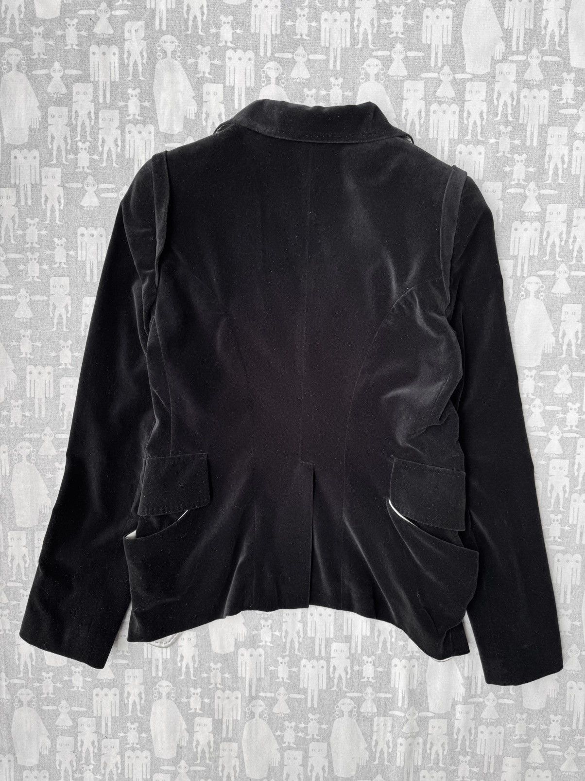 Ann Demeulemeester Ann Demeulemeester AW06 White Trim Velvet Cropped Blazer Size XS / US 0-2 / IT 36-38 - 9 Thumbnail