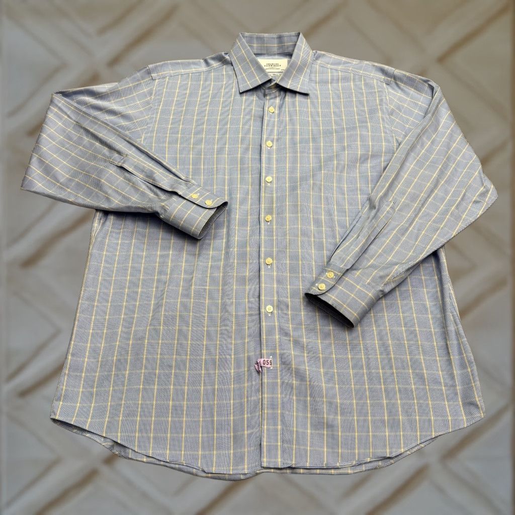 Charles Tyrwhitt Charles Tyrwhitt Dress Shirt Mens 17/35 Classic Fit Non Iron Blue Plaid Shirt Size 46R - 1 Thumbnail