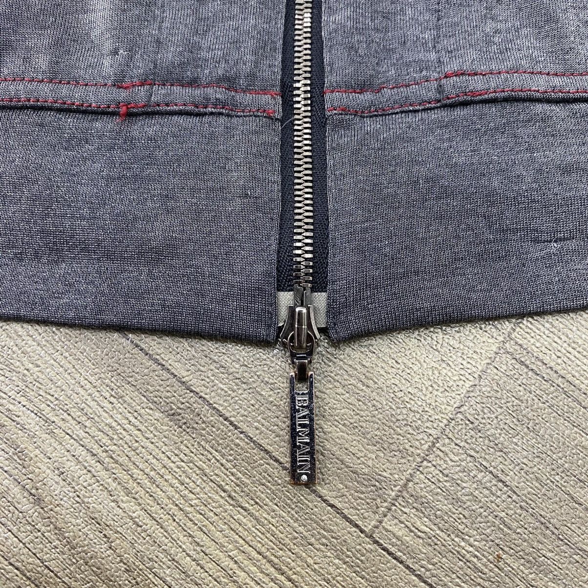 Balmain Vintage Balmain Paris Dark Gray Velour Zip-Up Hoodie Luxury Size US M / EU 48-50 / 2 - 9 Thumbnail
