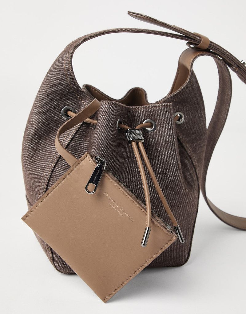 Brunello Cucinelli o1la1rc1a0326 Size: OS / BC Duo Small Bucket Bag in Brown Size ONE SIZE - 5 Thumbnail