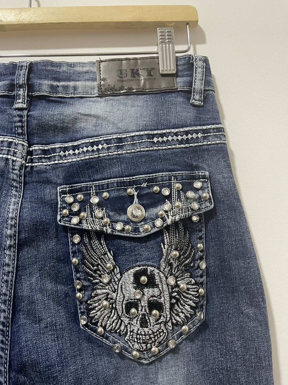 Hysteric Glamour Rare Vintage SKY Skull Wings Embroidered Flare Denim Size US 30 / EU 46 - 5 Thumbnail