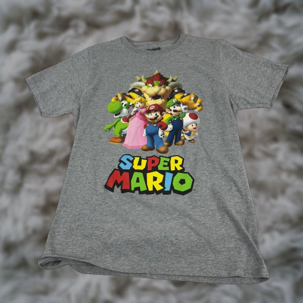 Vintage Super Mario Shirt Mens XL Gray Graphic Tee Nintendo Characters Size US XL / EU 56 / 4 - 1 Thumbnail