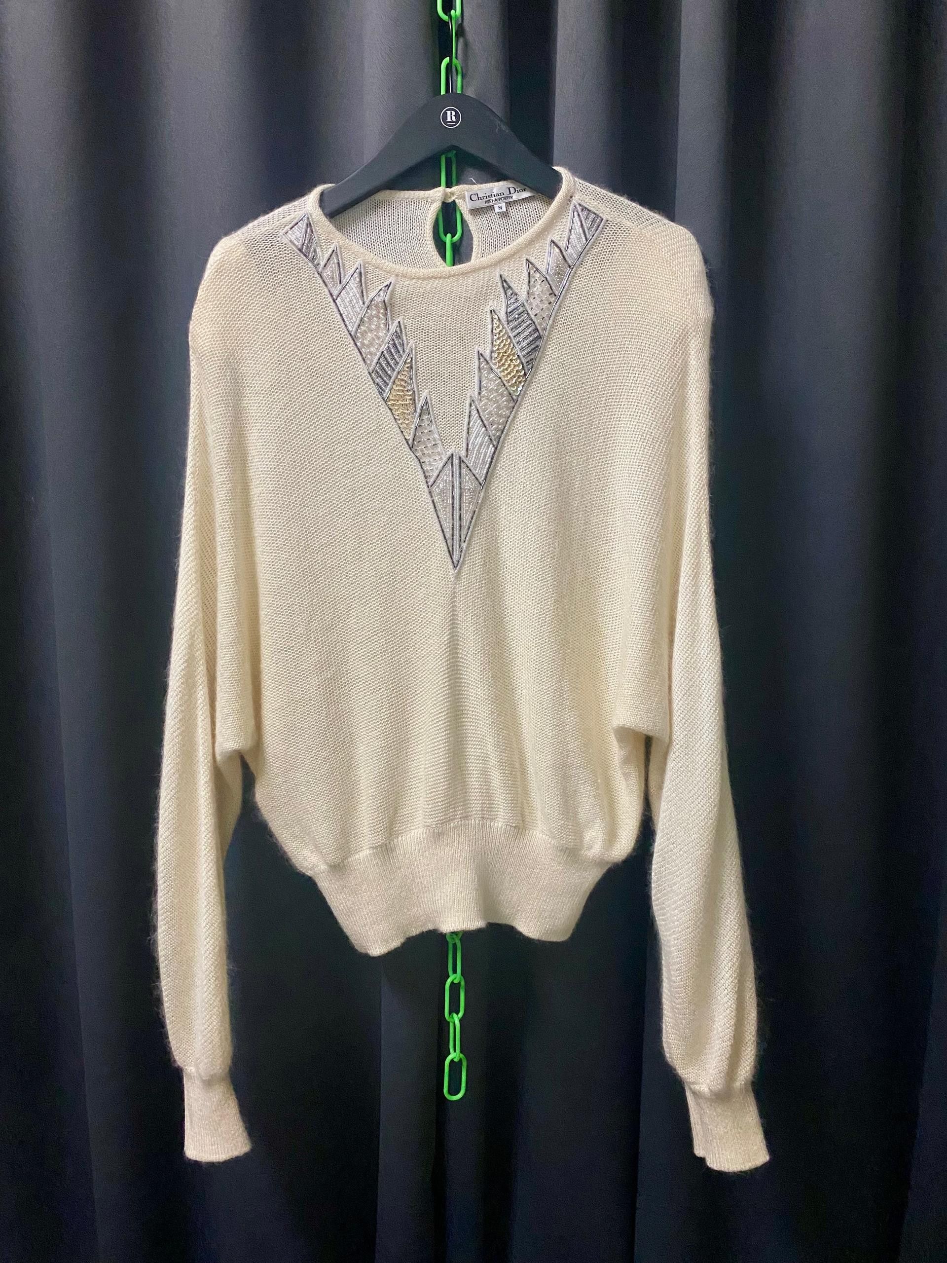 Christian Dior Monsieur × Designer × Homespun Knitwear CHRISTIAN DIOR BEADED KNITWEAR Size M / US 6-8 / IT 42-44 - 2 Thumbnail