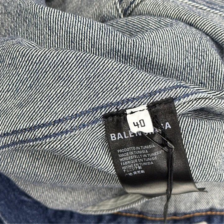 Balenciaga Balenciaga White Logo Embroidered Denim Jacket 0079-2507 Size L / US 10 / IT 46 - 3 Thumbnail
