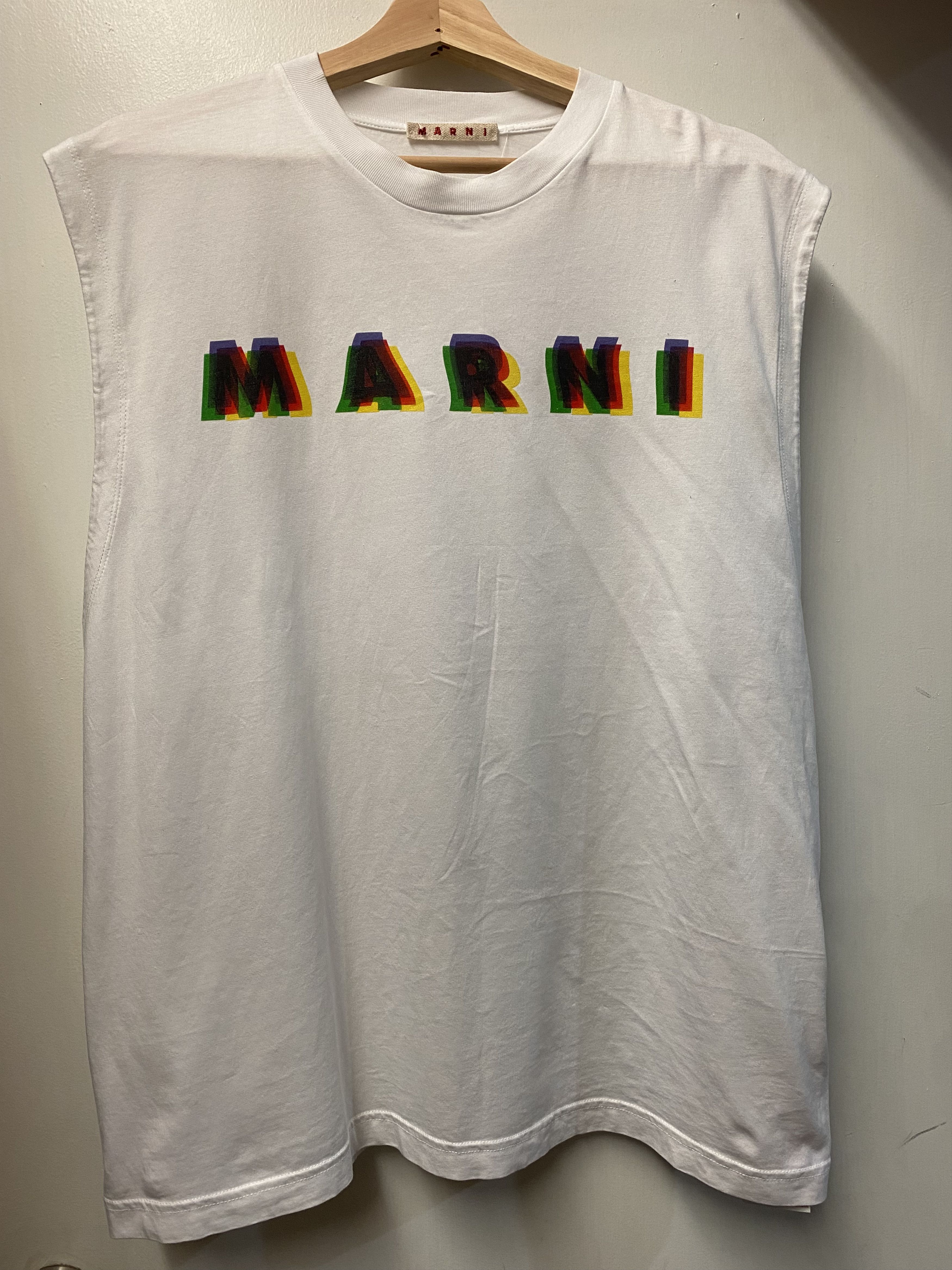 Image of Marni 3D Logo Sleeveless Tee in White, Men's (Size Small)