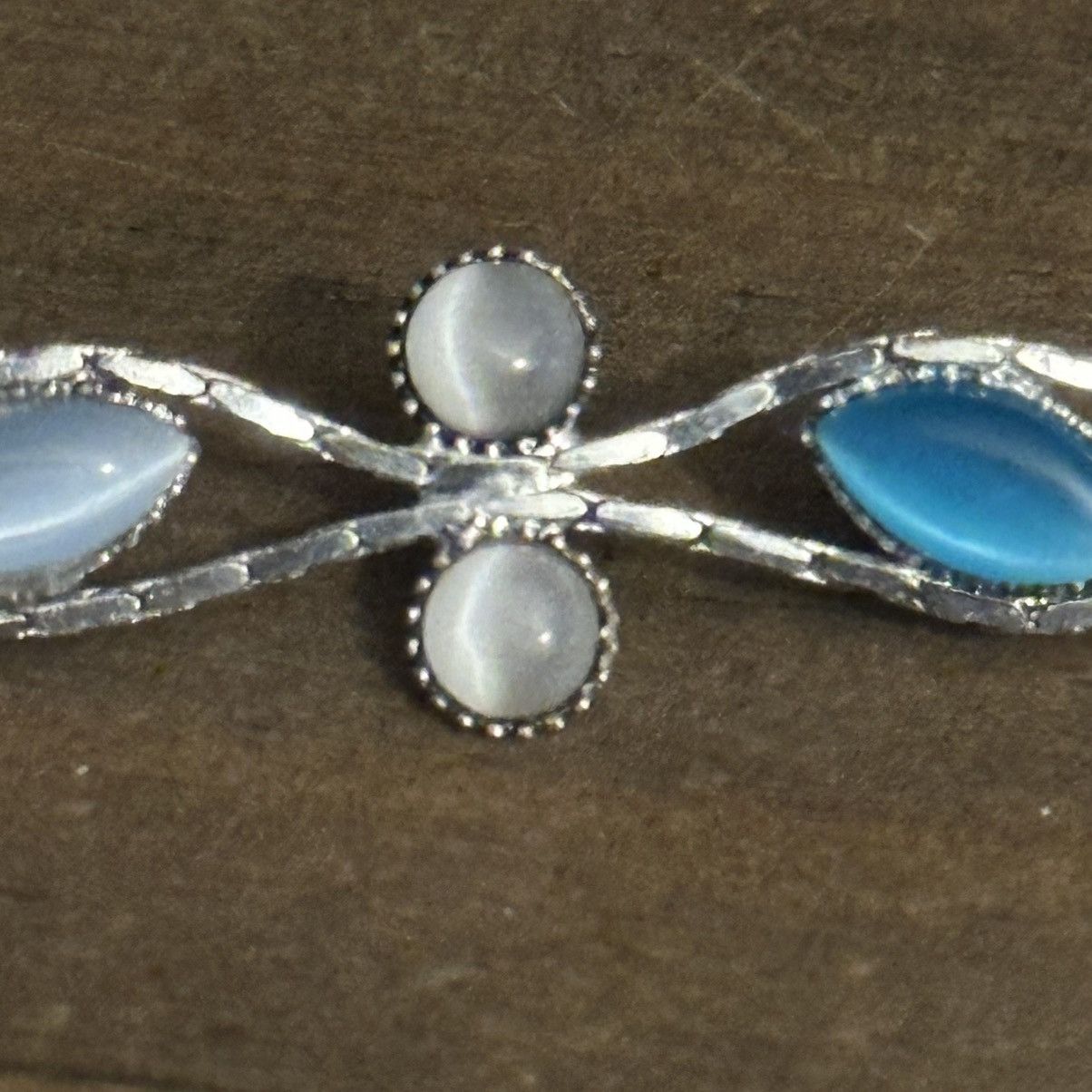 Vintage Vintage silver tone woven gemstone bracelet Size ONE SIZE - 4 Thumbnail